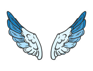 Bird wings in doodle style. Hand drawn illustration.	