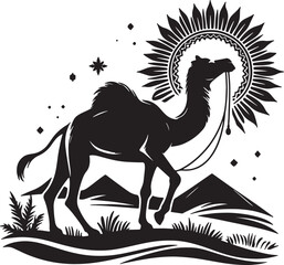 Arabian Camel silhouette Illustration Vector