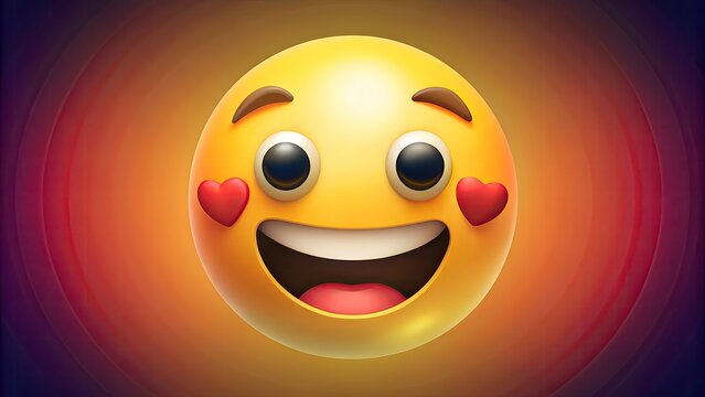 3D happy smiling emoji against simple background