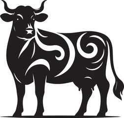 Cow black silhouette Illustration Vector