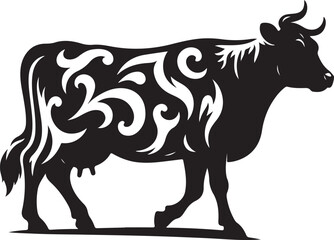 Cow black silhouette Illustration Vector