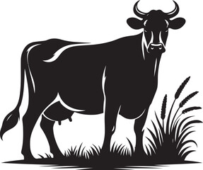 Cow black silhouette Illustration Vector