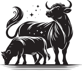 Cow black silhouette Illustration Vector