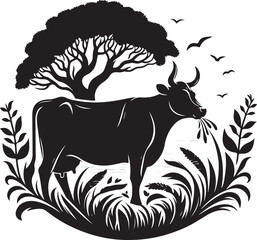 Cow black silhouette Illustration Vector