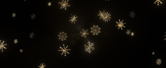 Festive Snowstorm: Magnificent 3D Illustration Showcasing Falling Christmas Snowflakes