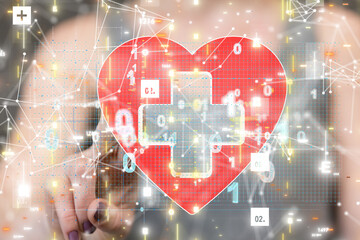 digital medical futuristic interface 3D rendering