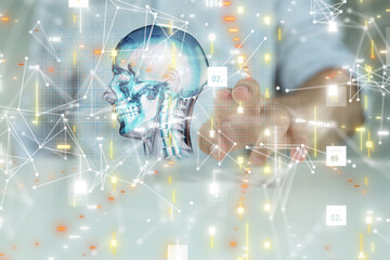 digital medical futuristic interface 3D rendering