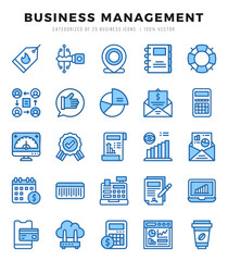 Business Management Icons Pack. Two Color icons set. Two Color icon collection set.