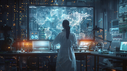 A scientist in a hightech lab - technology concept - obrazy, fototapety, plakaty
