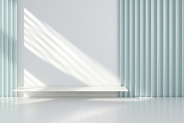 interior design. Light curtains and a white screen. Copy space.