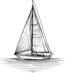 Silhouette of a sailing ship, sailboat illustration