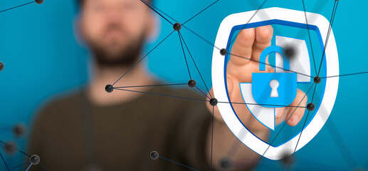 Information technology protected with firewall, secure access and encryption against cyber