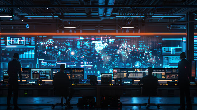 A futuristic cybersecurity control room
