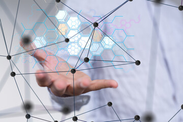 Connecting lines and dots.Big data visualization