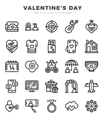 Set of Valentine'S Day Icons. Simple Lineal art style icons pack.