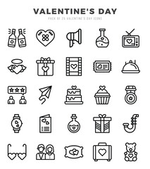 Valentine'S Day Lineal icons collection. Lineal icons pack. Vector illustration