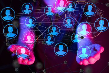 Abstract technology group and data 3d