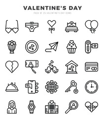 Set of Valentine'S Day Icons. Simple line art style icons pack.