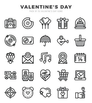 Valentine'S Day elements. Lineal web icon set. Simple vector illustration.