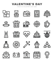 Valentine'S Day. Lineal icons Pack. vector illustration.