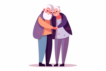 Modern old people and senior couple. Old couple. Happy senior love couple of old man and woman. Elderly people standing together. Portrait of grandfather and grandmother.