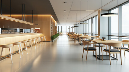 Modern concept design of restaurant lounge in minimalism aesthetic style 