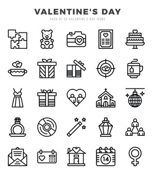 Valentine'S Day. Lineal icons Pack. vector illustration.