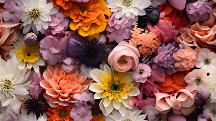 Obraz na płótnie Canvas A colorful bunch of flowers creating a botanical kaleidoscope