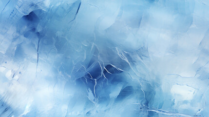 Detailed view of frozen water surface, showcasing intricate blue ice texture
