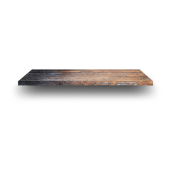 An unique concept of isolated wooden thin shelf on plain background , very suitable to use in mostly background project.