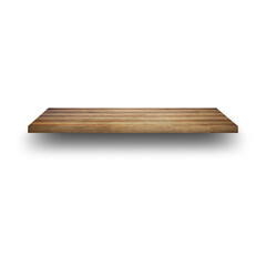 An unique concept of isolated wooden thin shelf on plain background , very suitable to use in mostly background project.