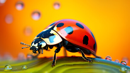 Close-up of a ladybug showing its bright colors and intricate patterns