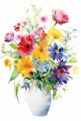 watercolor paintings of flowers in a container