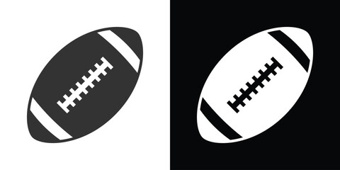 rugby ball icon on black and white - obrazy, fototapety, plakaty