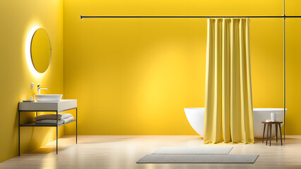 Yellow Chic Hospitality Haven Elevate Bathroom Ambiance with a 3D Shower Curtain