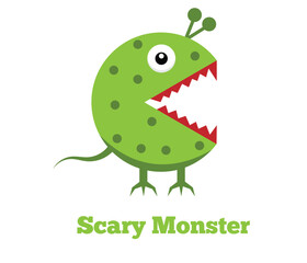 Scary Green Monster Flat Style Isolated. Frightening creatures and characters concept vector