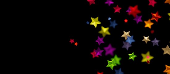 XMAS stars background, sparkle lights confetti falling. magic shining Flying christmas stars on night  - colourful