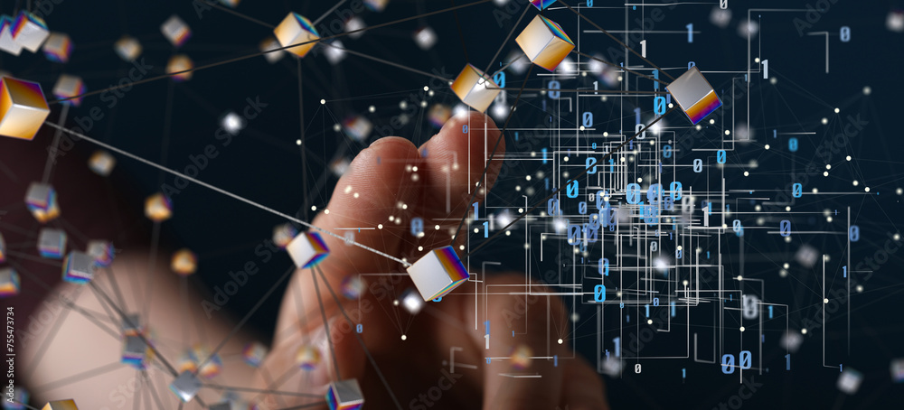 Poster Technology background. Big data concept. Binary