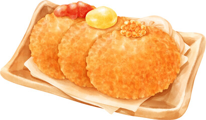 Watercolor Japanese food.