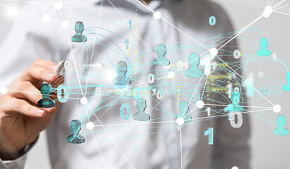 Abstract technology group and data 3d