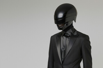 Faceless man with black motorcycle helmet