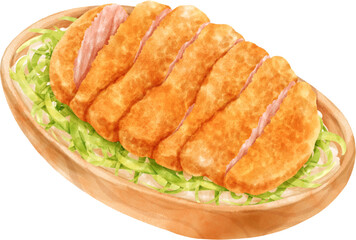 Watercolor Tonkatsu Japanese Fried Pork