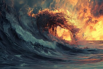 Turbulent Tsunami Swells - obrazy, fototapety, plakaty