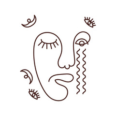Abstract Face Line Art