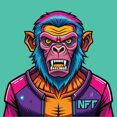 Hand drawn nft style ape illustration