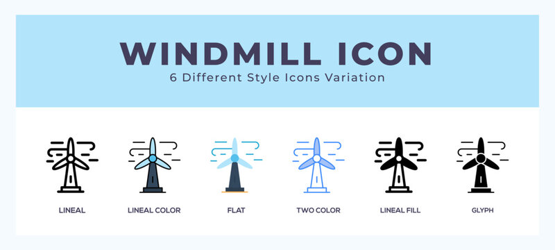 Windmill icons set. Different style of icons simple vector illustration.