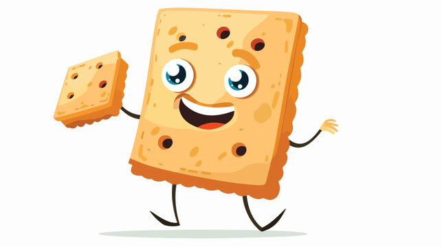 Image of cartoon character with biscuit flat vector 