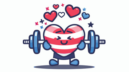 Independence day love mascot icon on fitness exercise