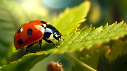 Ladybug on flower, a ladybug on background