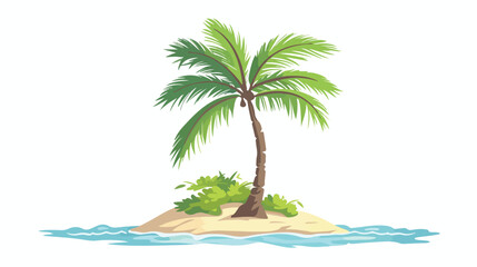 Island palm tree ocean Vector illustration